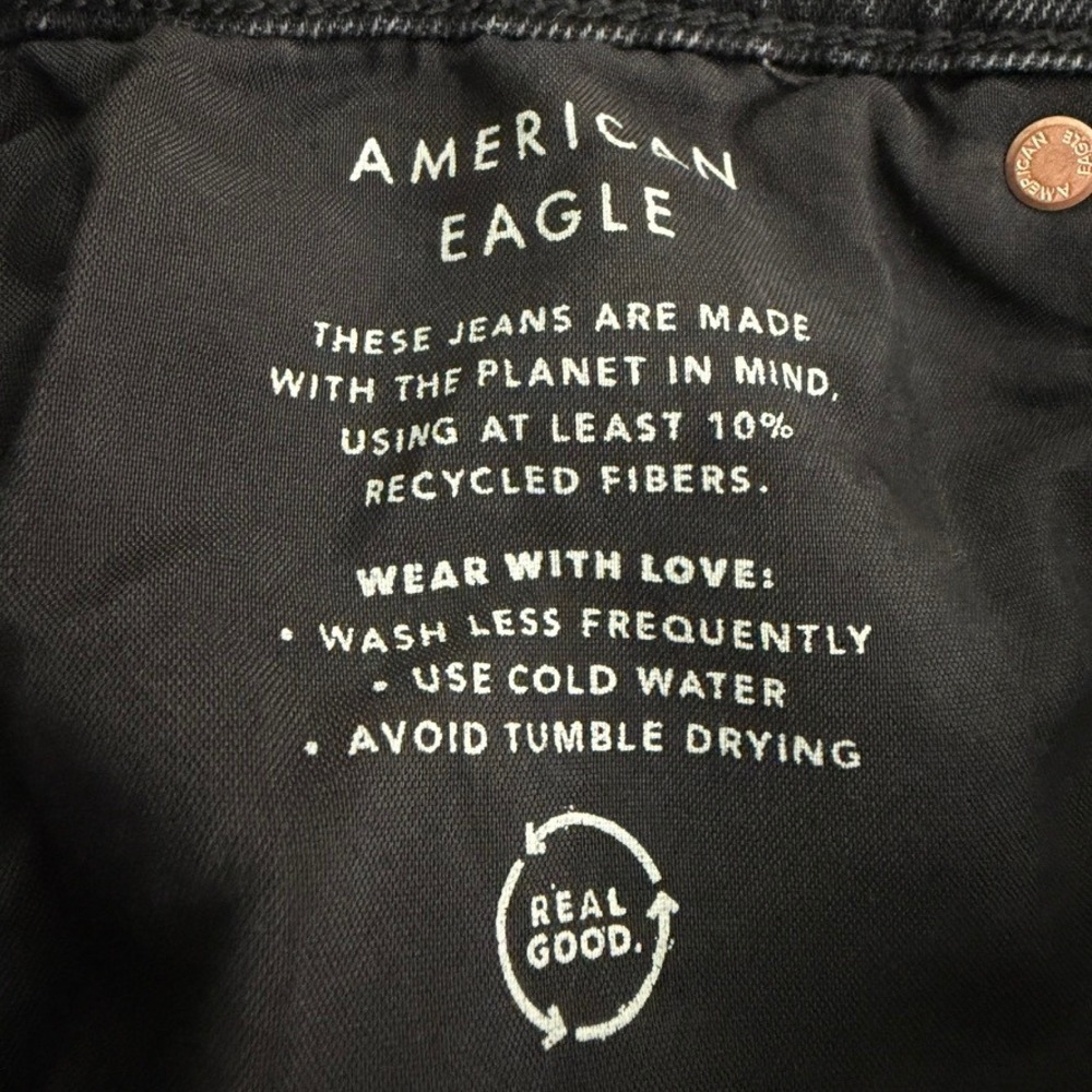 American Eagle Stovepipe Jeans Womens 2 Black High Rise Crop Wide Leg Stretch - Picture 9 of 13
